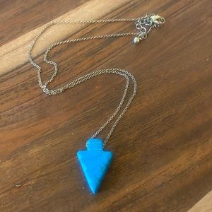 Boho Faux Turquoise Arrow Necklace With Silver Toned Chain